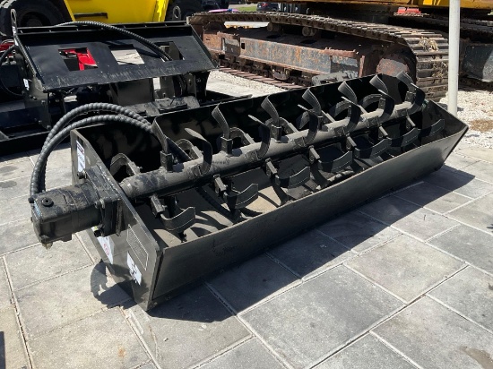 ( 1 ) UNUSED 2025 GIYI ROTARY TILLER ATTACHMENT MODEL GY-RT57FOR SKID STEER, APPROX 57in L