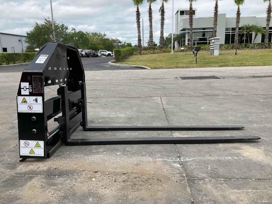 UNUSED 2025 GIYI SIDE SHIFT FORK ATTACHMENT MODEL GY D-CYHC FOR SKID STEER, APPROX 5FT FORKS, APP...