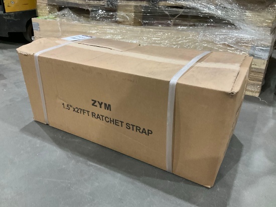 UNUSED ZYM 1.5in X 27FT RATCHET STRAPS, APPROX 10PCS IN BOX