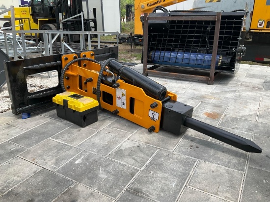 ( 1 ) UNUSED 2025 GIYI SKID STEER HAMMER MODEL 680; APPROX DRIVE OIL PRESSURE 72in, APPROX BLOWOU...