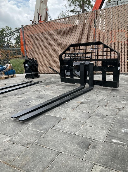 UNUSED 2025 GIYI FORK ATTACHMENT FOR SKID STEER , FORKS APPROX 60in LONG