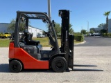 TOYOTA FORKLIFT MODEL 8FGU15, LP POWERED, APPROX MAX CAPACITY 2500LBS, MAX HEIGHT 189in,TILT, SIDE