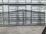 SET OF UNUSED 20FT BI PARTING WROUGHT IRON GATES, 10FT EACH PIECE (20' TOTAL WIDTH). 2 PIECES PER