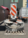 VERTICAL TRAFFIC BARRICADE W/ BASES, APPROX 12 BARRICADE TOTAL