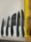 UNUSED (5) CULINARY SET OF HANDMADE DAMASCUS KNIVES, ASSORTED SIZES AND COLORS, STEEL
