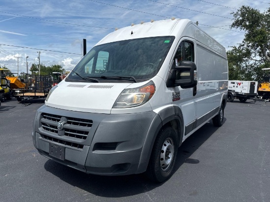 2017 RAM PROMASTER 2500 HIGHROOF TRADESMAN CARGO VAN W/ SLIDING SIDE DOOR, GAS POWERED AUTOMATIC,