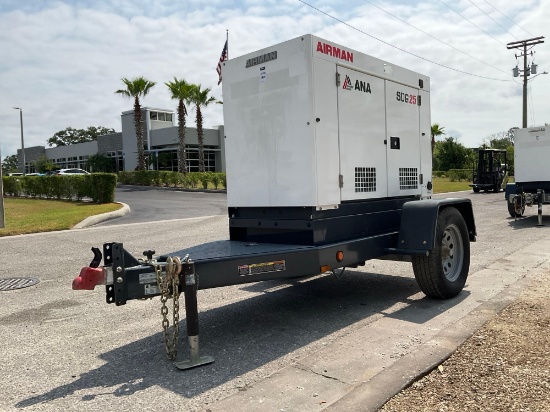 2022 AIRMAN ANA SDG25S-8E1 GENERATOR, DIESEL, TRAILER MOUNTED, PHASE 3 , APPROX 25KVA, APPROX 240...