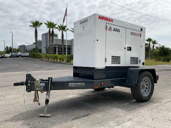 2022 AIRMAN ANA SDG25S-8E1 GENERATOR, DIESEL, TRAILER MOUNTED, PHASE 3 , APPROX 25KVA, APPROX 240...