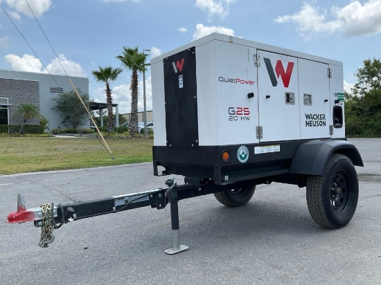 WACKER NEUSON G25GENERATOR, DIESEL, TRAILER MOUNTED, LOW HRS SHOWING, APPROX 20/25 -15/15KW/KVA, A