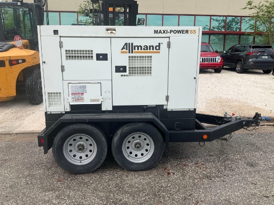 2018 ALLMANDMAXI-POWER 65 GENERATOR MODEL MP65-8D1, TRAILER MOUNTED, APPROX 63KVA