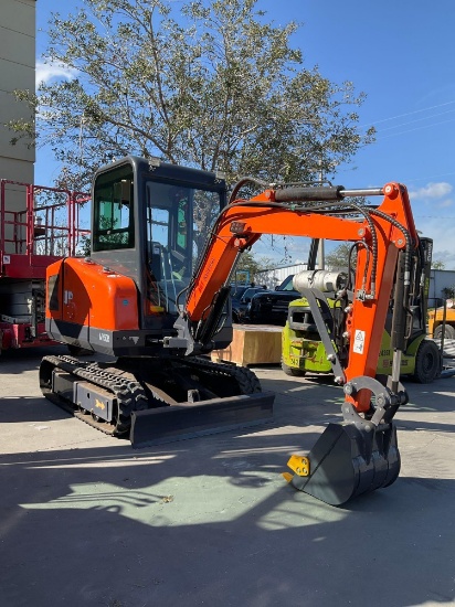UNUSED 2024 AGT EXCAVATOR MODEL MY50R, GAS POWERED, ENCLOSED CAB, RUBBER TRACKS, PUSH BLADE, RUNS &
