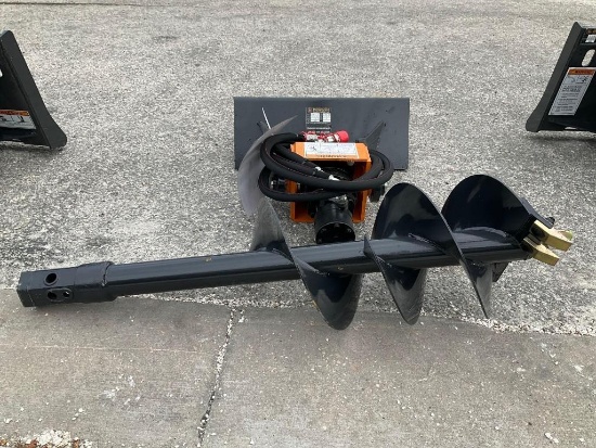 UNUSED 2025 WOLVERINE AUGER DRIVE & BIT ATTACHMENT MODEL MAD-12-12D FOR UNIVERSAL SKID STEER
