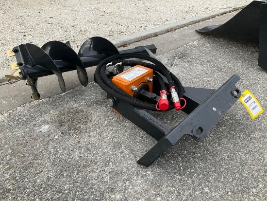 UNUSED 2025 WOLVERINE AUGER DRIVE & BIT ATTACHMENT MODEL MAD-12-12D FOR MINI SKID STEER