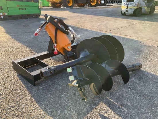UNUSED 2025 AUGER DRIVE & BIT ATTACHMENT MODEL ADB-13-1218R FOR UNIVERSAL SKID STEER, 12in & 18in