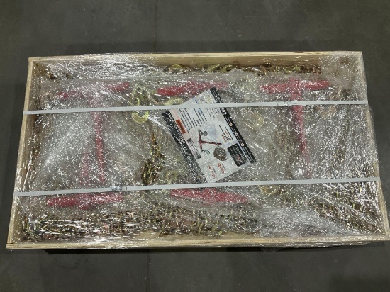 UNUSED LANDHONOR RATCHET BINDERS & CHAINS SET MODEL LHR-RC9200, 5 BINDERS (9,200LB) & 10 G70 3/8" x