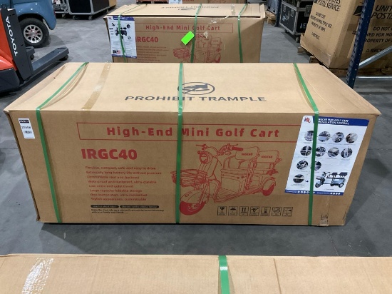 UNUSED IRGC40 3WHEEL MINI GOLF CART, ELECTRIC, 3-SPEED ADJUSTABLE, LED SMART OPERATION SCREEN
