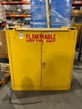YELLOW METAL INDUSTRIAL CABINET; 45 IN L X 20 IN W X 46 IN T; CONTENTS INCLUDED