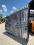 SET OF UNUSED GREAT BEAR 14FT BI PARTING WROUGHT IRON GATES, 7FT EACH PIECE (14' TOTAL WIDTH). 2 ...