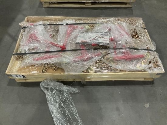 UNUSED LANDHONOR RATCHET BINDERS & CHAINS SET MODEL LHR-RC5400, 8 BINDERS (5,400LB) & 16 G70 5/16...