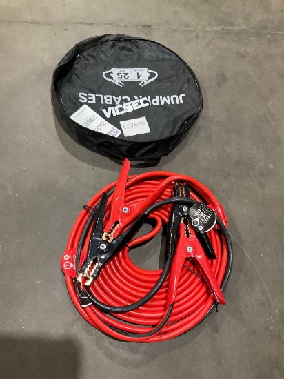 UNUSED TOP DC JUMPER CABLES, 4 GAUGE, APPROX 25FT