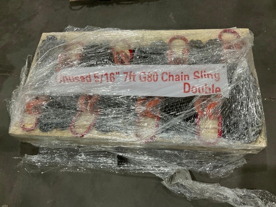 UNUSED LANDHONOR 5/16 7FT DOUBLE LEGS LIFTING CHAIN SLINGS MODEL LHR-G80, ( 8 ) PCS