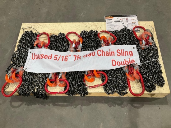 UNUSED LANDHONOR 5/16 7FT DOUBLE LEGS LIFTING CHAIN SLINGS MODEL LHR-G80, ( 8 ) PCS
