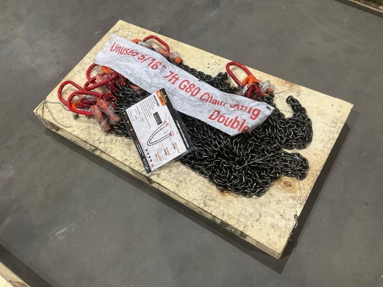 UNUSED LANDHONOR 5/16 7FT DOUBLE LEGS LIFTING CHAIN SLINGS MODEL LHR-G80, ( 8 ) PCS