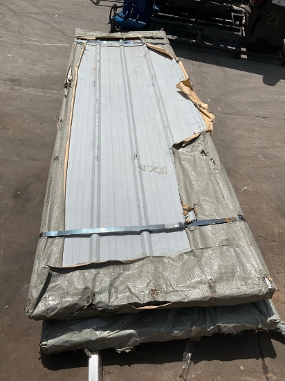 ( 1 ) STACK OFUNUSED GALVALUME STEEL SIDING ROOFING SHEETS, APPROX QTY 100 SHEETS, APPROX 118 in L