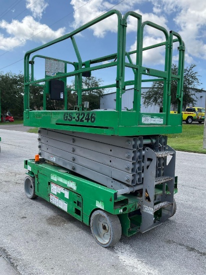 2016 GENIE SCISSOR LIFT MODEL GS-3246, ELECTRIC; LOW HRS SHOWING, APPROX MAX PLATFORM HEIGHT 32 FT,