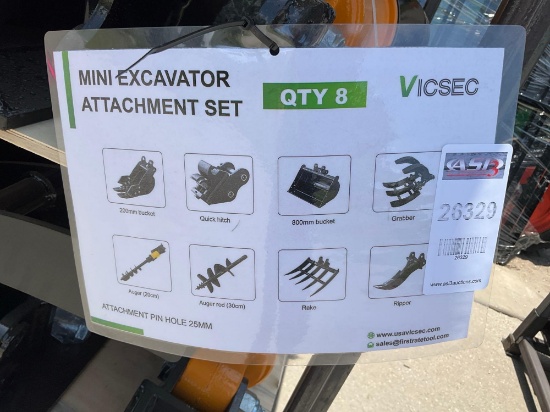 UNUSED 2025 VICSEC MINI EXCAVATOR ATTACHMENT SET WHICH INCLUDES ( 1 ) BUCKET WITH TEETH / ( 1 ) Q...