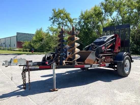 2019 TORO DINGO TX427 STAND UP NARROW TRACKLOADER MODEL 22342HDW/ 2019 PRATT TRAILER MODEL CP0407