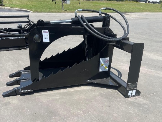UNUSED 2025 GIYI STUMP GRAB BUCKET ATTACHMENT MODEL GY-SGB20 FOR SKID STEER, BUCKET WIDTH APPROX
