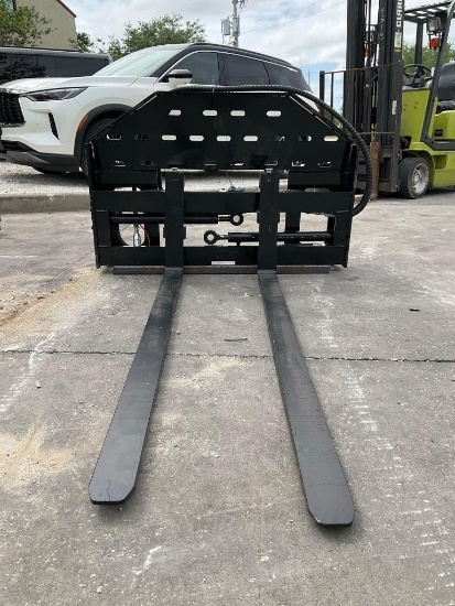 UNUSED 2025 GIYI SIDE SHIFT FORK ATTACHMENT MODEL GY D-CYHC FOR SKID STEER, APPROX 5FT FORKS, APP...