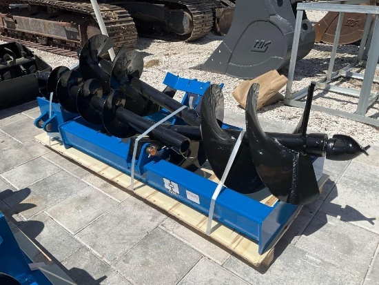 ( 1 ) UNUSED 2025 GIYI AUGER ATTACHMENT FOR SKID STEER, BITS APPROX 8in / 12in & 16in