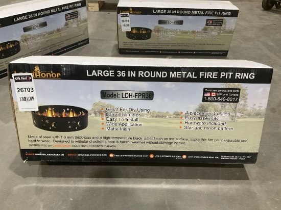 UNUSED LANDHONOR LARGE 36in ROUND METAL FIRE PIT RING MODEL LDH-FPR36