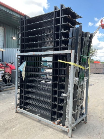 UNUSED GALVANIZED 8FT L x 5FT H STEEL FENCE, 18PCS FENCE PANELS + 19PCS POST WITH CONNECTORS, LEA...