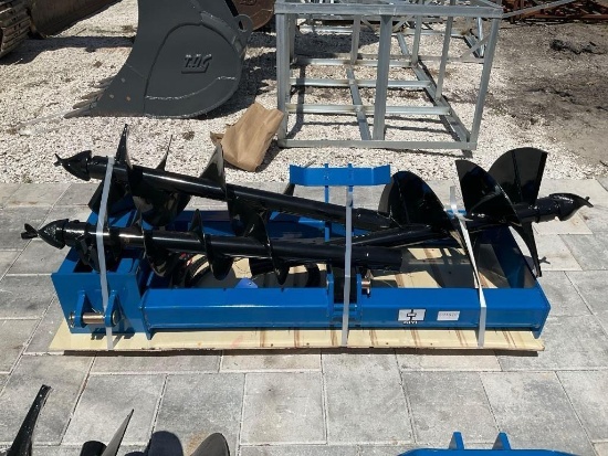 ( 1 ) UNUSED 2025 RED GIYI AUGER ATTACHMENT FOR SKID STEER, BITS APPROX 8in / 12in & 16in ( PLEAS...