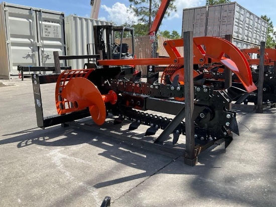 ( 1 ) UNUSED 2025 GIYI TRENCHER MODEL GY-D39F ATTACHMENT FOR UNIVERSAL SKID STEER(PLEASE NOTE STOCK