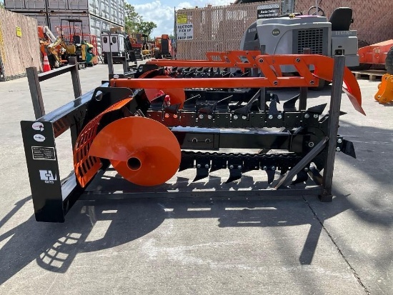 ( 1 ) UNUSED 2025 GIYI TRENCHER MODEL GY-D39F ATTACHMENT FOR UNIVERSAL SKID STEER(PLEASE NOTE STOCK
