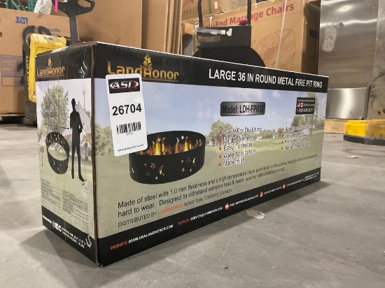 UNUSED LANDHONOR LARGE 36in ROUND METAL FIRE PIT RING MODEL LDH-FPR36