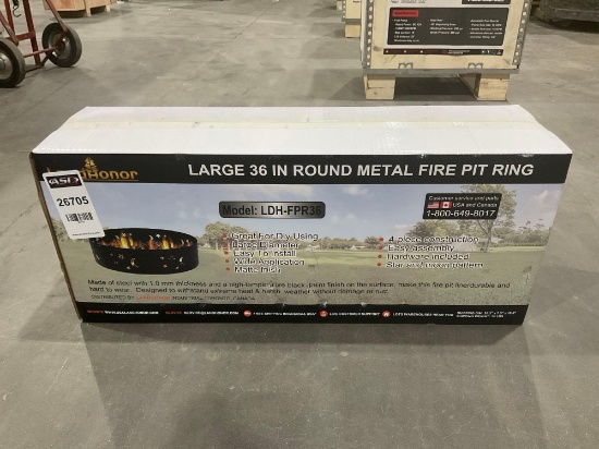UNUSED LANDHONOR LARGE 36in ROUND METAL FIRE PIT RING MODEL LDH-FPR36