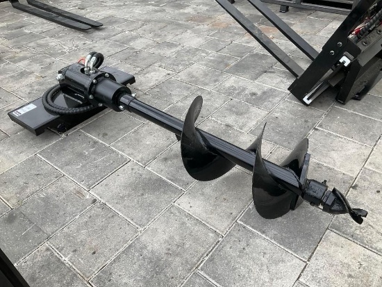 UNUSED AUGER ATTACHMENT FOR MINI SKID STEER, APPROX 12in DIA ( STOCK PHOTOS USED )