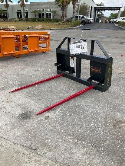 UNUSED 2024 LANDHONOR BALE SPEARS ATTACHMENT MODEL BS-12-2500G FOR UNIVERSAL SKID STEER ( PLEASE