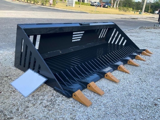 UNUSED 2025 LANDHONOR 78in ROCK BUCKET ATTACHMENT MODEL RB-14-78W FOR UNIVERSAL SKID STEER ( PLEASE