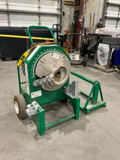GREENLEE 555 ELECTRIC BENDER W/ GREENLEE 654 ROPE REEL STAND, 120VAC