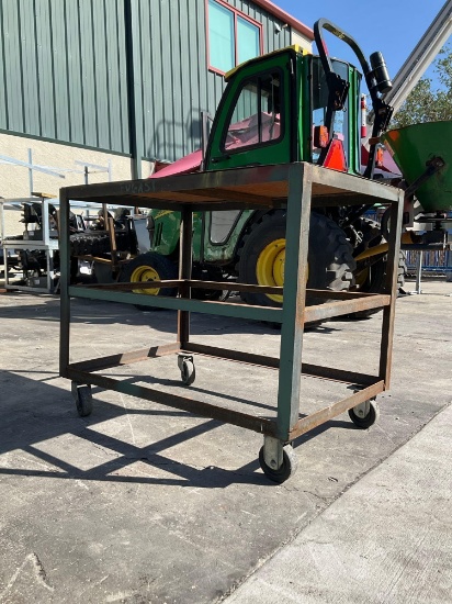 ROLLING STEEL TABLE, APPROX 37in W x 24in L x 31in T