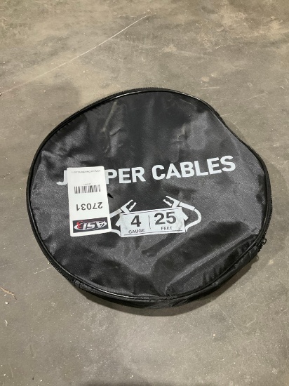 UNUSED TOP DC JUMPER CABLES, 4 GAUGE, APPROX 25FT(PLEASE NOTE STOCK PHOTOS USED)