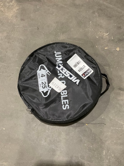 UNUSED TOP DC JUMPER CABLES, 4 GAUGE, APPROX 25FT(PLEASE NOTE STOCK PHOTOS USED)