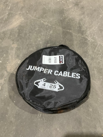 UNUSED TOP DC JUMPER CABLES, 4 GAUGE, APPROX 25FT(PLEASE NOTE STOCK PHOTOS USED)