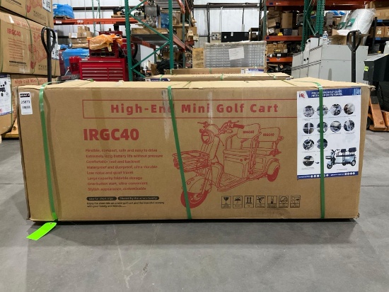 UNUSED IRGC40 3WHEEL MINI GOLF CART, ELECTRIC, 3-SPEED ADJUSTABLE, LED SMART OPERATION SCREEN